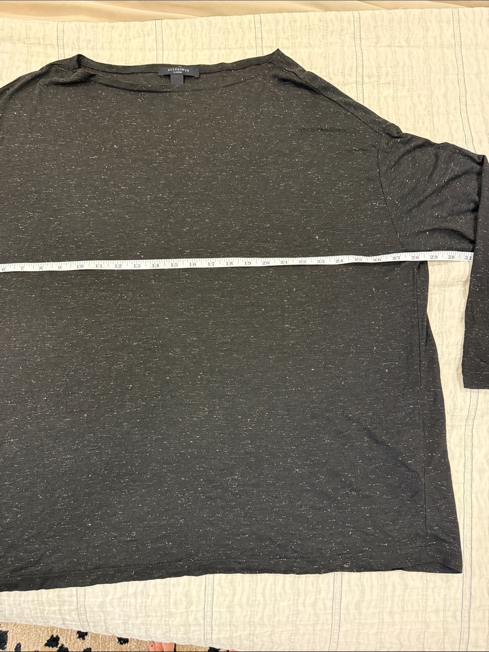 AllSaints Shimmer Black Metallic Speckle Long Sleeve Top - Picture 12 of 12